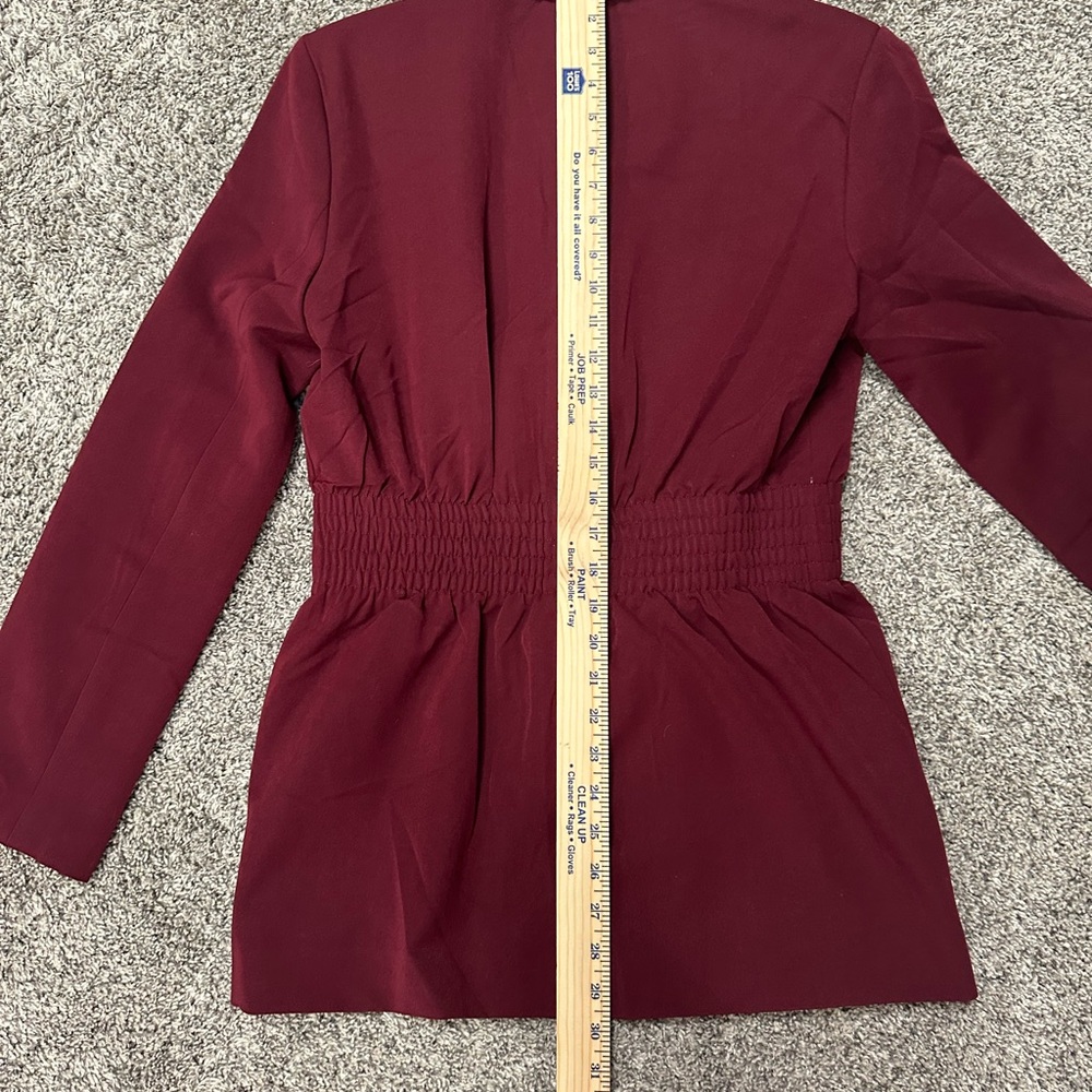 Steve Madden Burgundy Blazer with Notched Lapels and Fitted Silhouette - Picture 13 of 15
